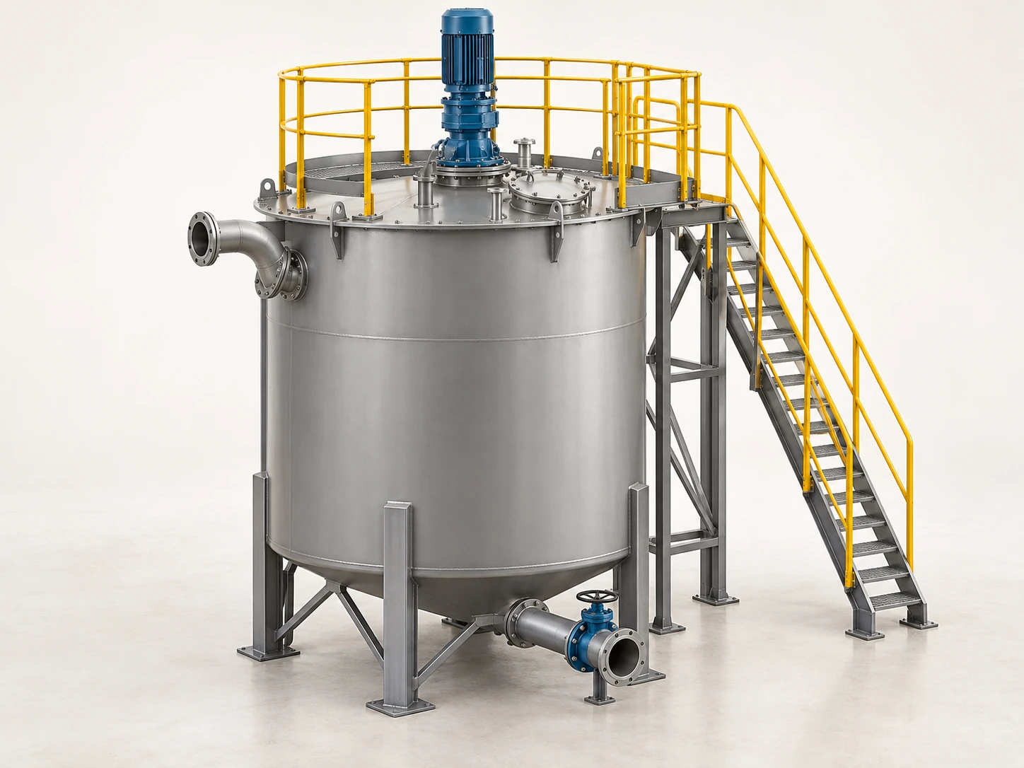 An agitated leaching tank keeps slurry and reagents mixed during the gold-dissolution stage.