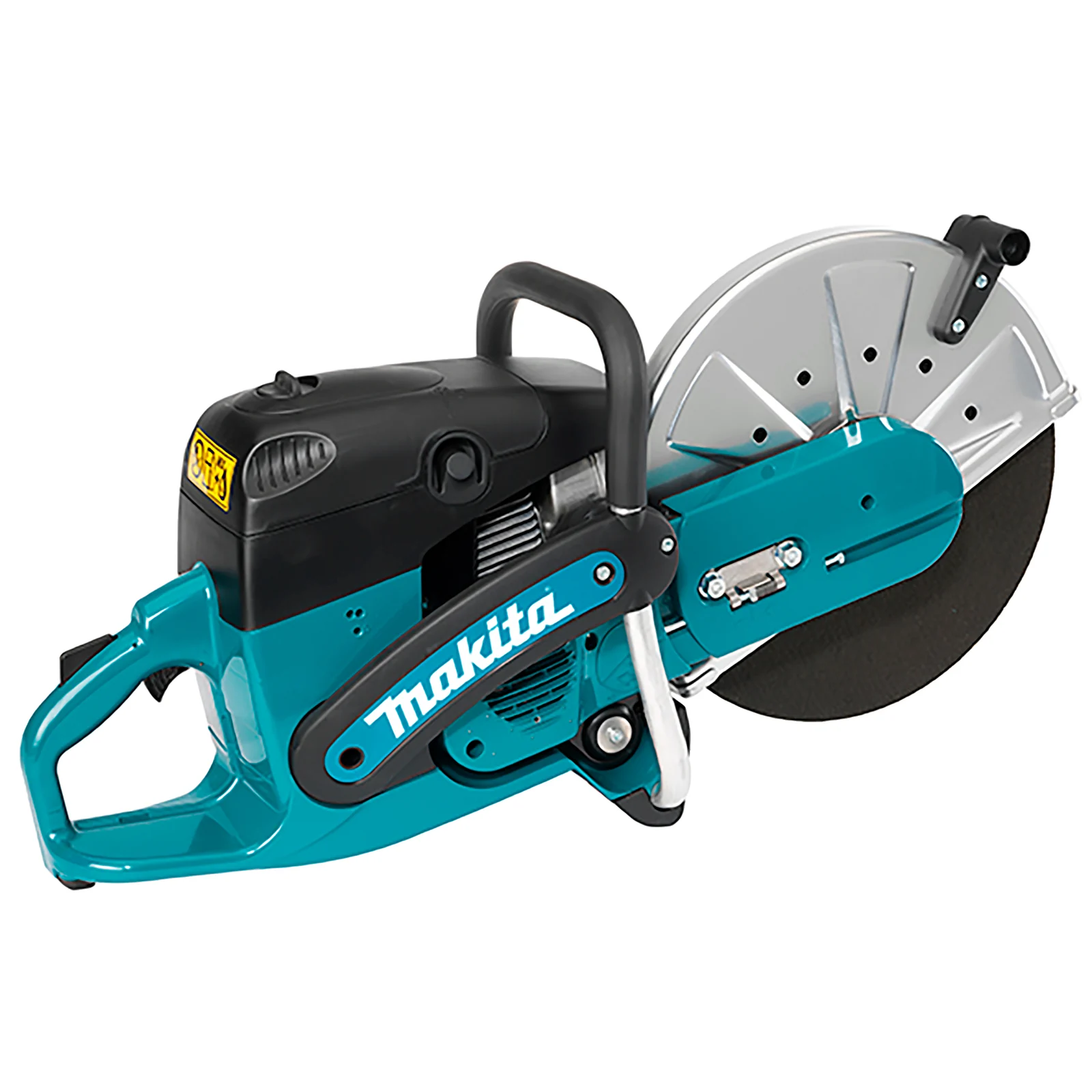 A Makita petrol power cutter with a large wheel for cutting concrete and steel.